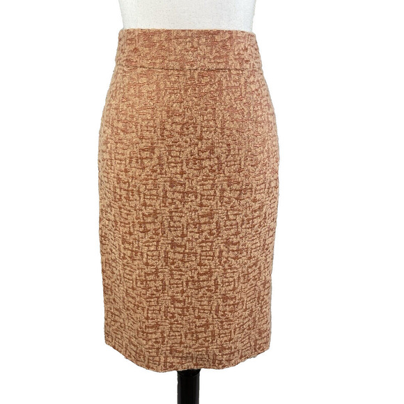 J Crew Collection Skirt size 2 Salmon Sparkle Straight Pencil Wool Mochair Knee - Picture 1 of 9